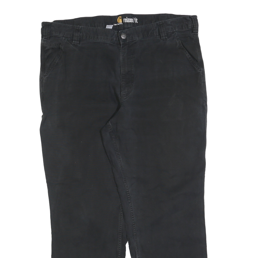 CARHARTT Mens Relaxed Fit Black Cotton Blend Trousers W40 L30 Workwear Zip