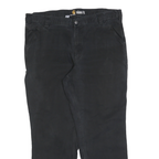 CARHARTT Mens Relaxed Fit Black Cotton Blend Trousers W40 L30 Workwear Zip