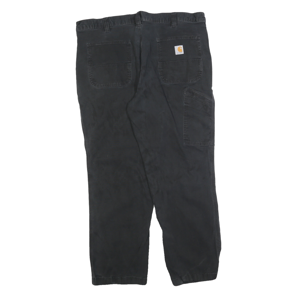 CARHARTT Mens Relaxed Fit Black Cotton Blend Trousers W40 L30 Workwear Zip