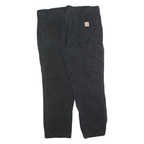 CARHARTT Mens Relaxed Fit Black Cotton Blend Trousers W40 L30 Workwear Zip