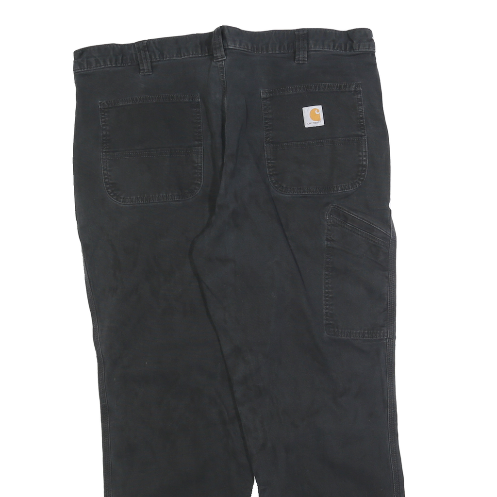 CARHARTT Mens Relaxed Fit Black Cotton Blend Trousers W40 L30 Workwear Zip