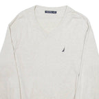 NAUTICA Mens Jumper Green V-Neck Tight Knit L