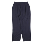 Womens Relaxed Fit Navy Wool Blend Zip Trousers W28 L30 Classic Workwear