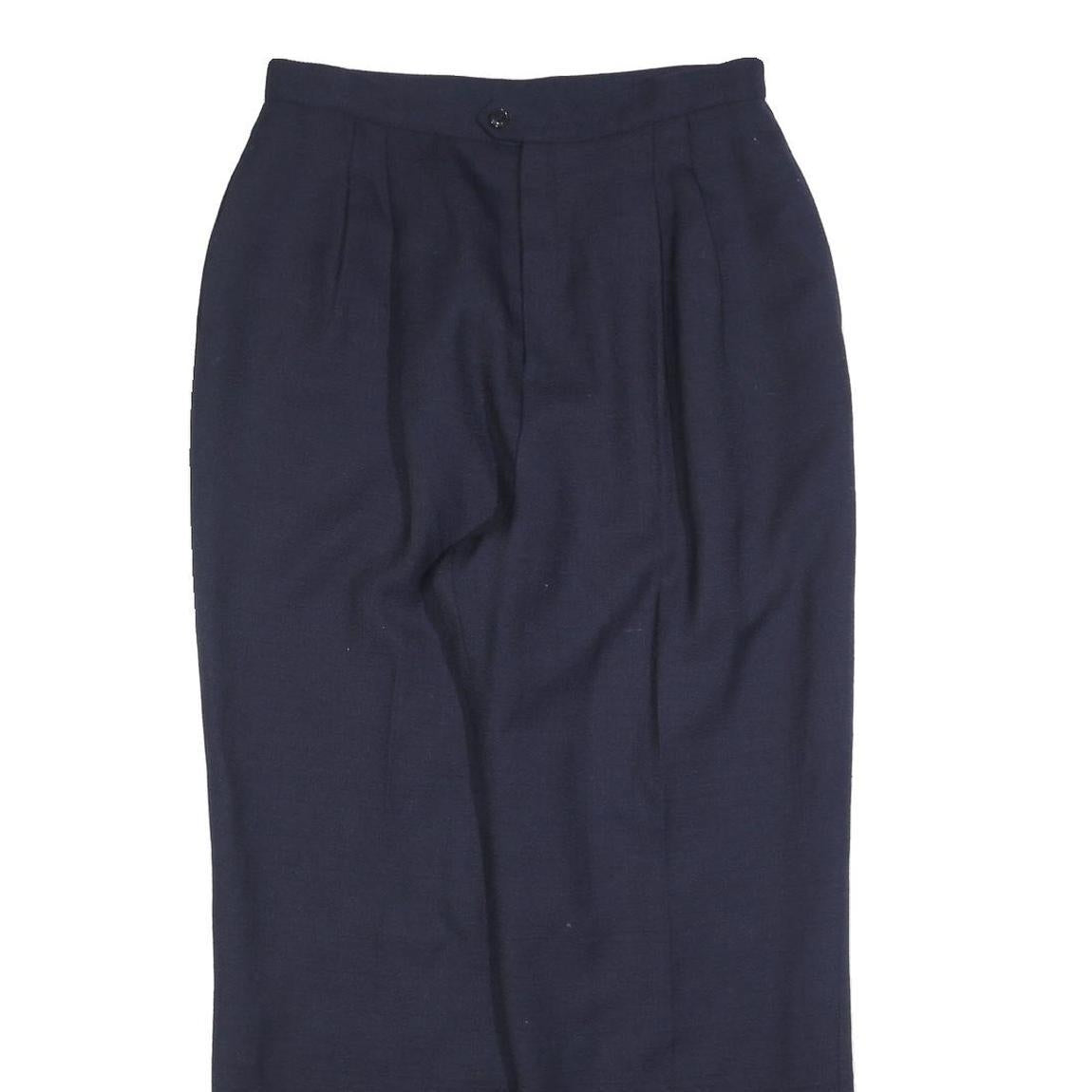 Womens Relaxed Fit Navy Wool Blend Zip Trousers W28 L30 Classic Workwear