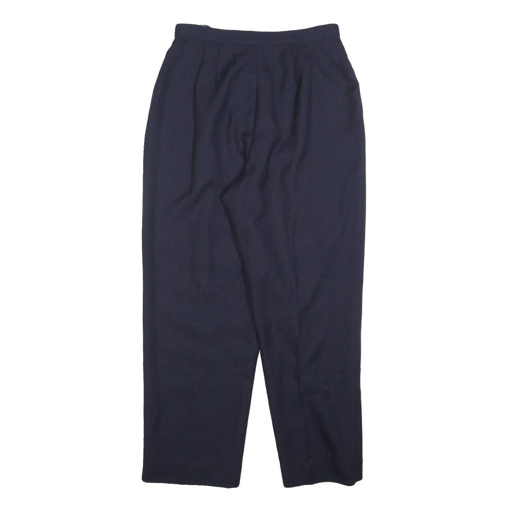Womens Relaxed Fit Navy Wool Blend Zip Trousers W28 L30 Classic Workwear