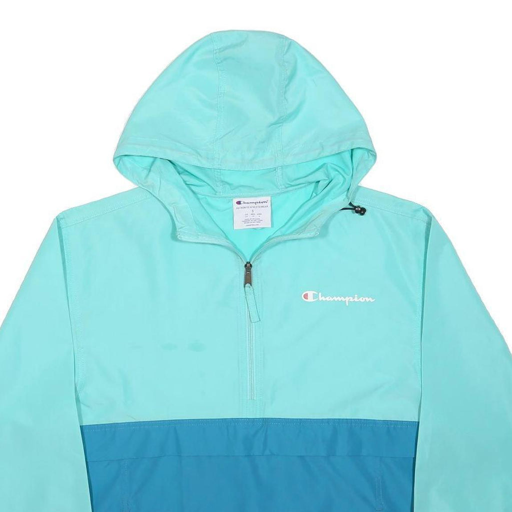 CHAMPION Mens Green & Blue Zip Jacket S Polyester Hooded Casual Sportswear