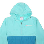 CHAMPION Mens Green & Blue Zip Jacket S Polyester Hooded Casual Sportswear