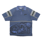 LOTTO Mens Blue Graphic Print Short Sleeve Polo Shirt L Cotton Blend Casual