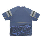 LOTTO Mens Blue Graphic Print Short Sleeve Polo Shirt L Cotton Blend Casual