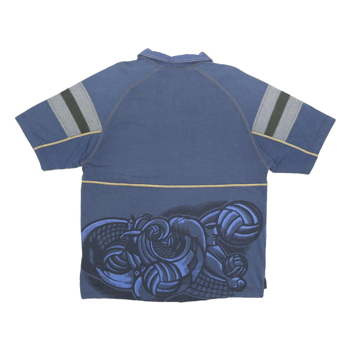 LOTTO Mens Blue Graphic Print Short Sleeve Polo Shirt L Cotton Blend Casual