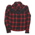 GUESS Womens Red & Black Plaid Shirt Long Sleeve Collared S Lace Detail