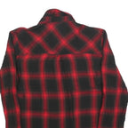 GUESS Womens Red & Black Plaid Shirt Long Sleeve Collared S Lace Detail