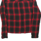 GUESS Womens Red & Black Plaid Shirt Long Sleeve Collared S Lace Detail