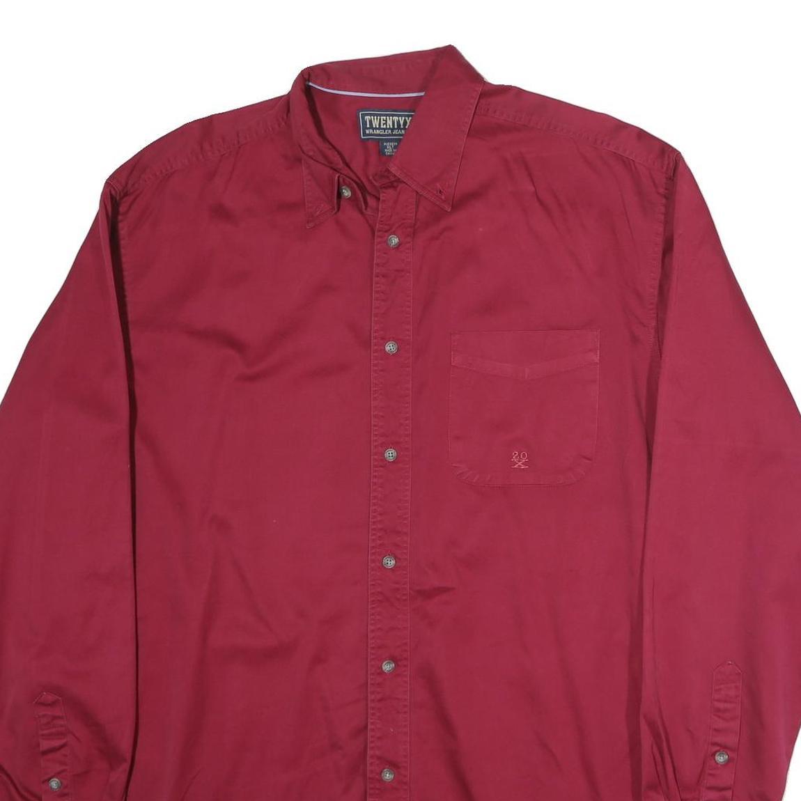 TWENTY Mens Red Cotton Shirt XL Classic Button-Down Long Sleeve Casual