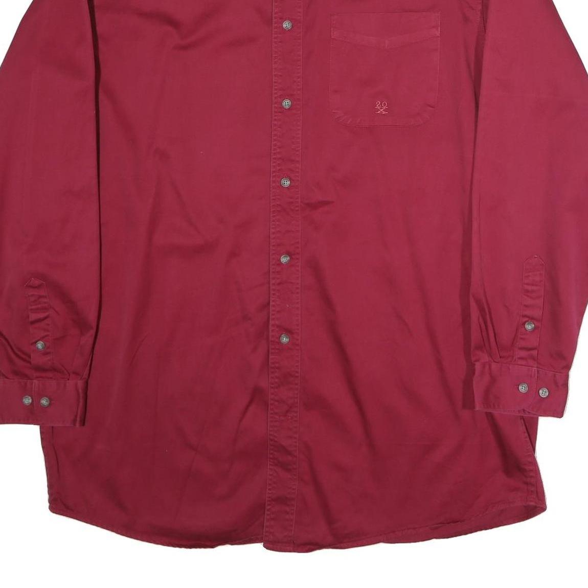 TWENTY Mens Red Cotton Shirt XL Classic Button-Down Long Sleeve Casual