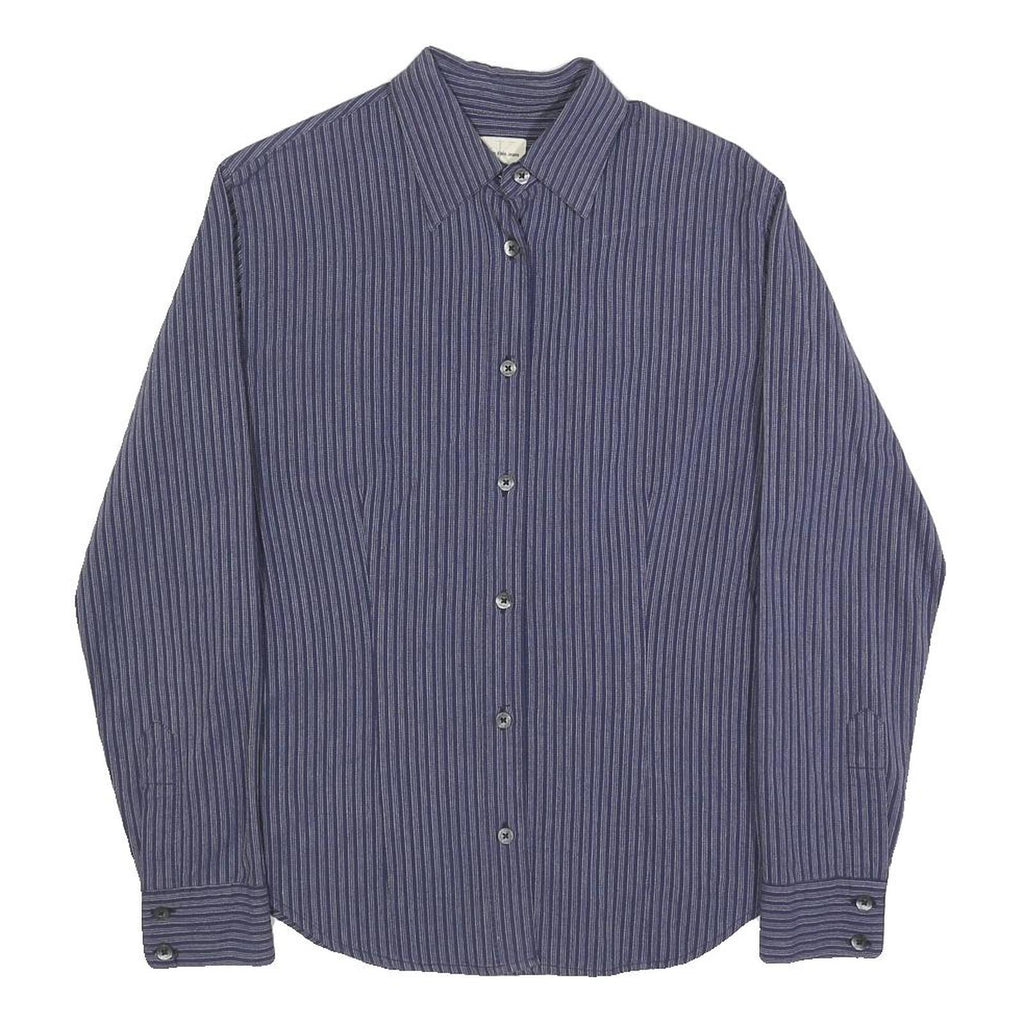 CALVIN KLEIN JEANS Womens Blue Striped Shirt S Cotton Blend Casual Button Up