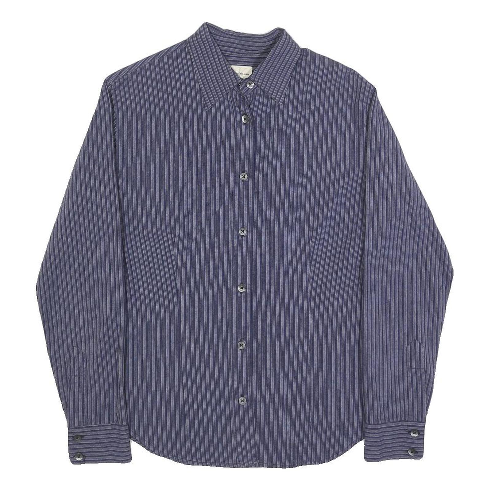 CALVIN KLEIN JEANS Womens Blue Striped Shirt S Cotton Blend Casual Button Up
