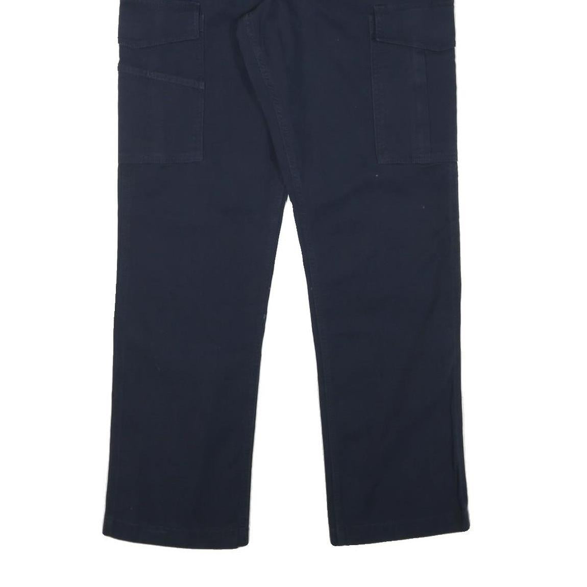 CARHARTT Mens Navy Blue Relaxed Cargo Trousers W33 L32 Workwear Cotton Blend