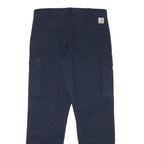 CARHARTT Mens Navy Blue Relaxed Cargo Trousers W33 L32 Workwear Cotton Blend