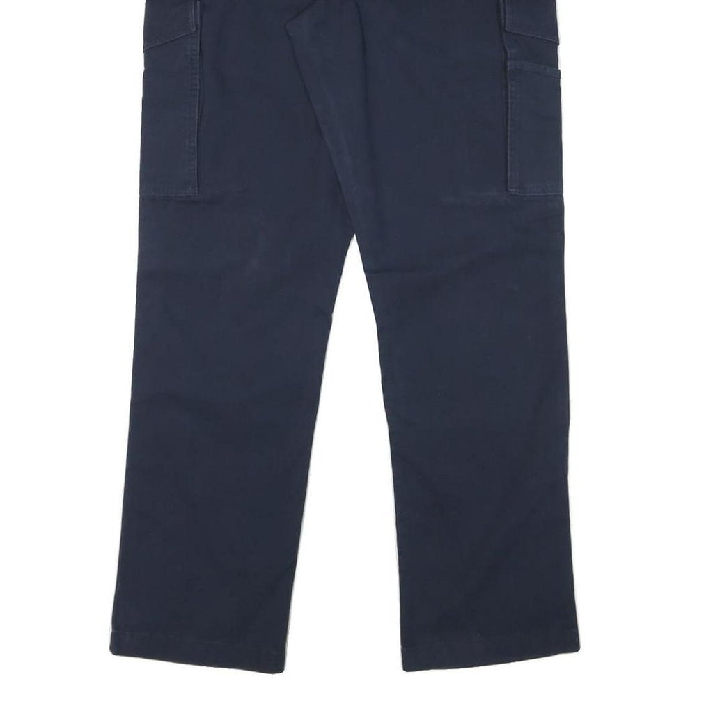 CARHARTT Mens Navy Blue Relaxed Cargo Trousers W33 L32 Workwear Cotton Blend