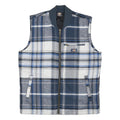 DICKIES Mens Blue & Grey Check Cotton Workwear Zip Jacket S Sleeveless Stand-Up