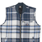 DICKIES Mens Blue & Grey Check Cotton Workwear Zip Jacket S Sleeveless Stand-Up