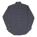 RALPH LAUREN Mens Blue Check Shirt M Button Down Cotton Blend Classic Fit Long