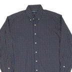 RALPH LAUREN Mens Blue Check Shirt M Button Down Cotton Blend Classic Fit Long