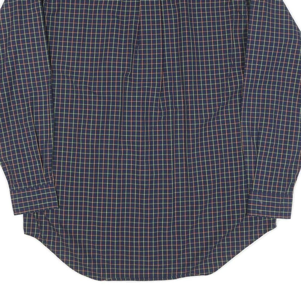 RALPH LAUREN Mens Blue Check Shirt M Button Down Cotton Blend Classic Fit Long