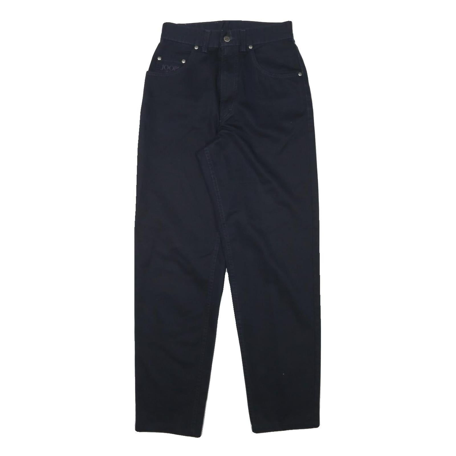 JOOP Womens Cotton Blend Navy Relaxed Straight Trousers W25 L29 Stylish Zip