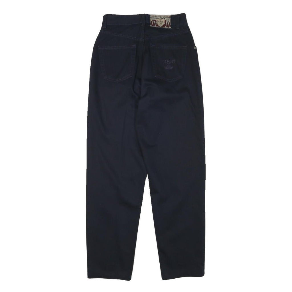 JOOP Womens Cotton Blend Navy Relaxed Straight Trousers W25 L29 Stylish Zip