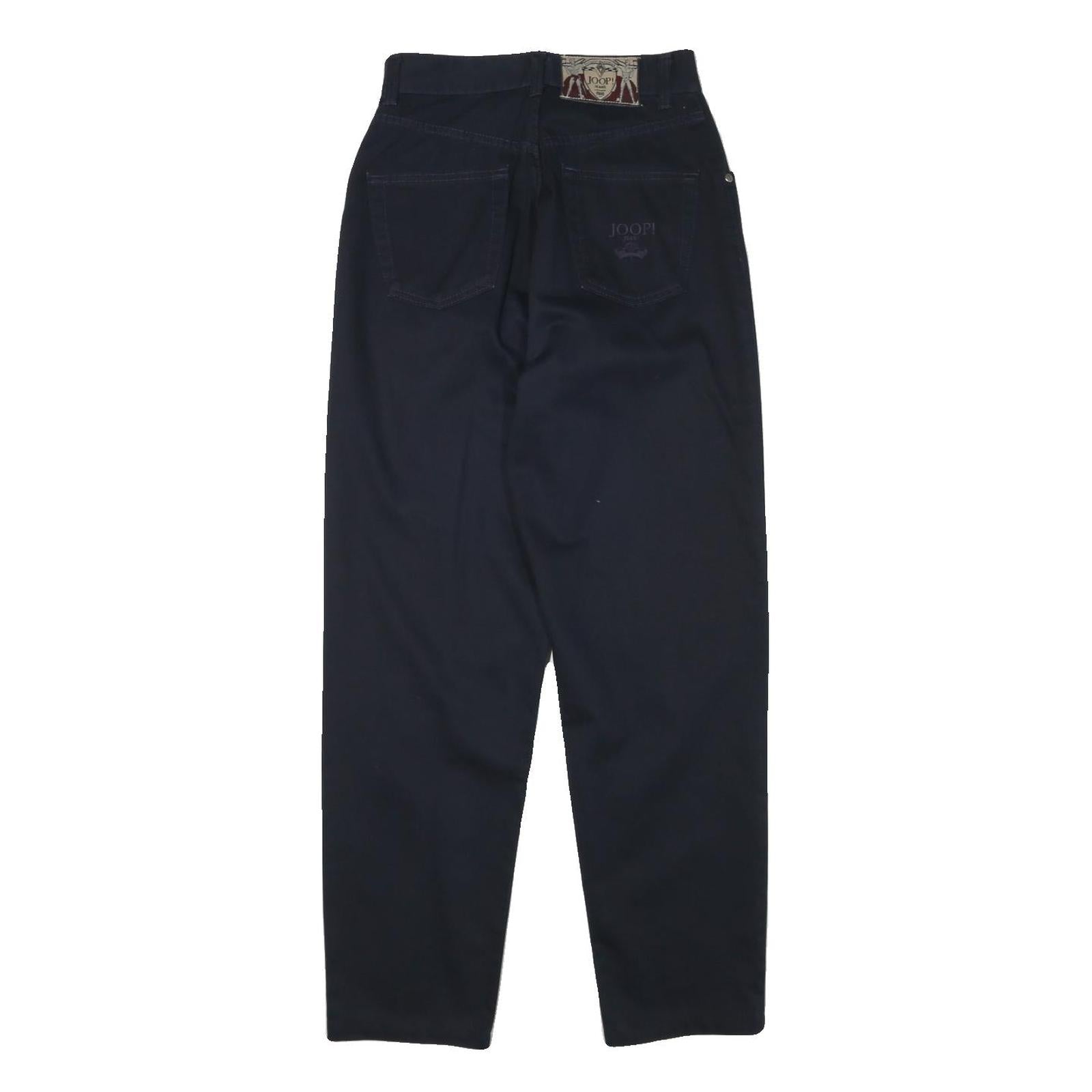 JOOP Womens Cotton Blend Navy Relaxed Straight Trousers W25 L29 Stylish Zip