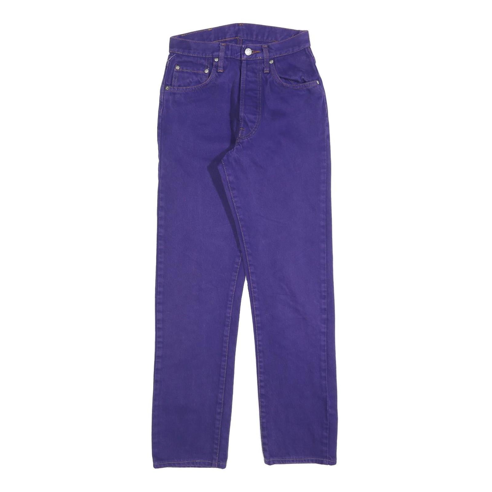 CIMARRON Womens Jeans Purple Regular Straight Denim W25 L28 Button Closure