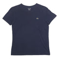 LACOSTE Mens Navy Blue Cotton Blend V-Neck T-Shirt XS Classic Fit Casual