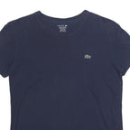 LACOSTE Mens Navy Blue Cotton Blend V-Neck T-Shirt XS Classic Fit Casual