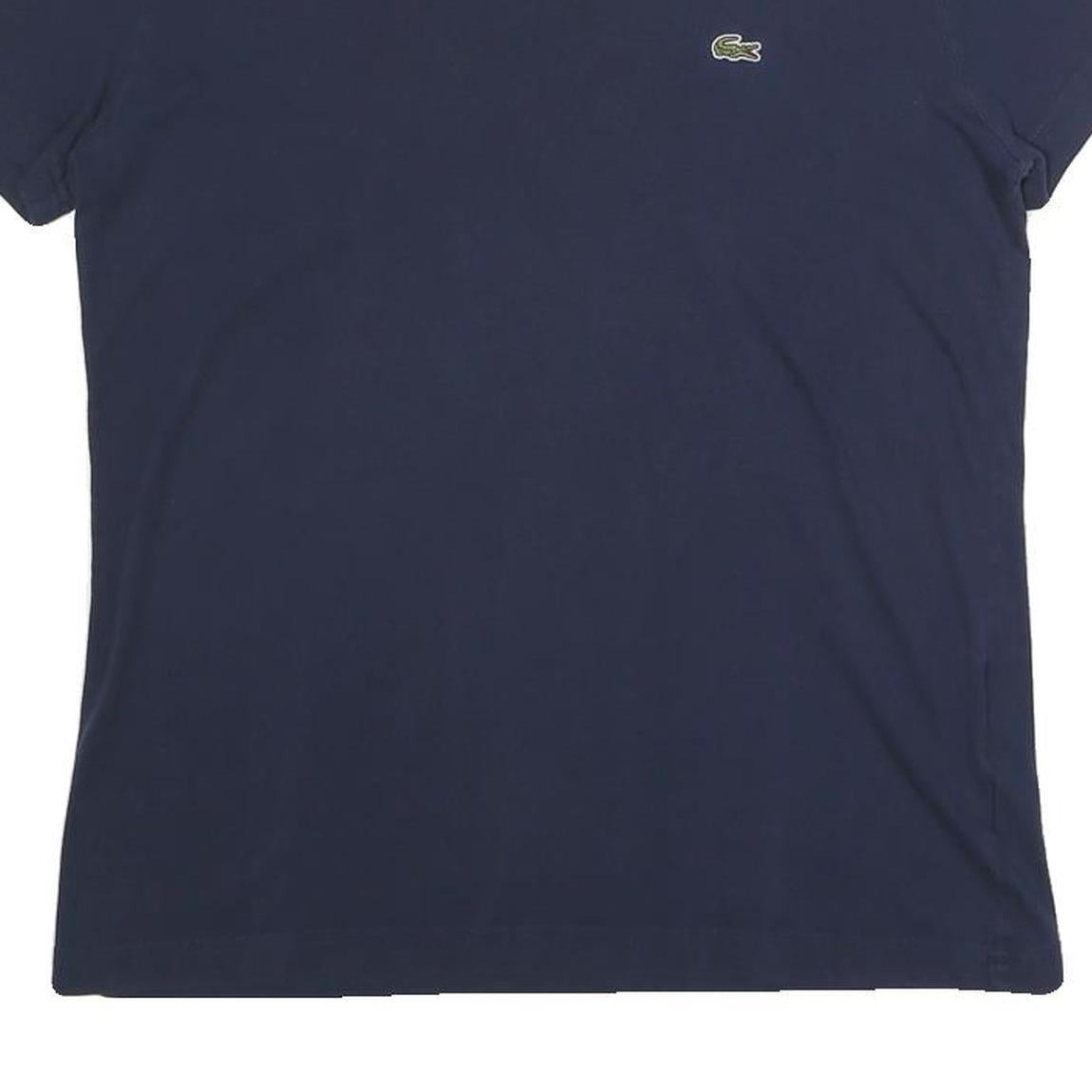 LACOSTE Mens Navy Blue Cotton Blend V-Neck T-Shirt XS Classic Fit Casual