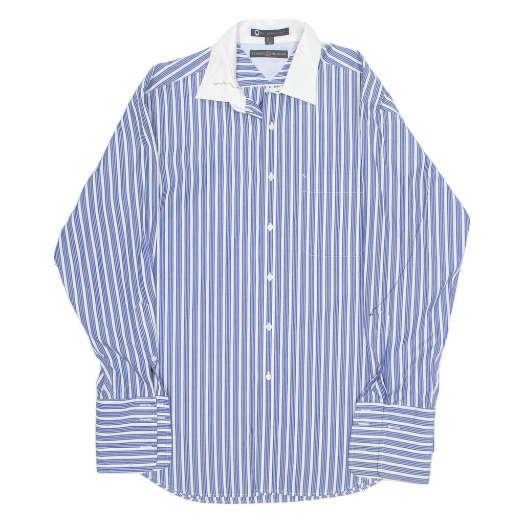 TOMMY HILFIGER Mens Shirt Blue Striped Long Sleeve L