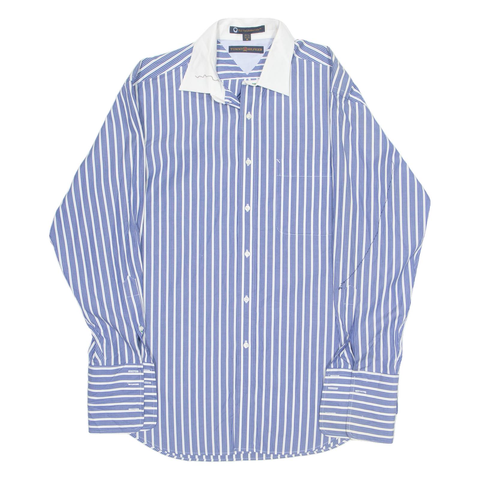 TOMMY HILFIGER Mens Shirt Blue Striped Long Sleeve L