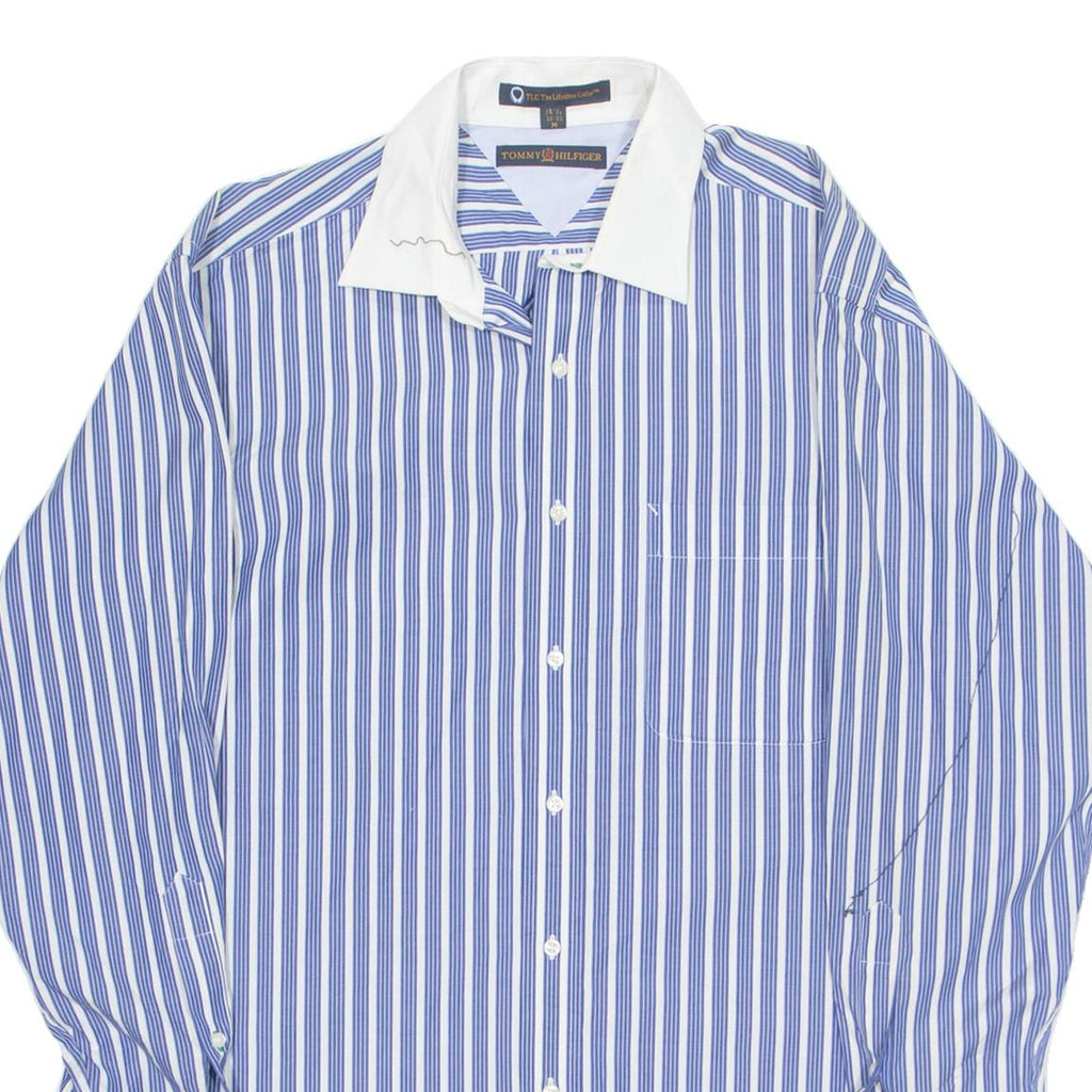 TOMMY HILFIGER Mens Shirt Blue Striped Long Sleeve L