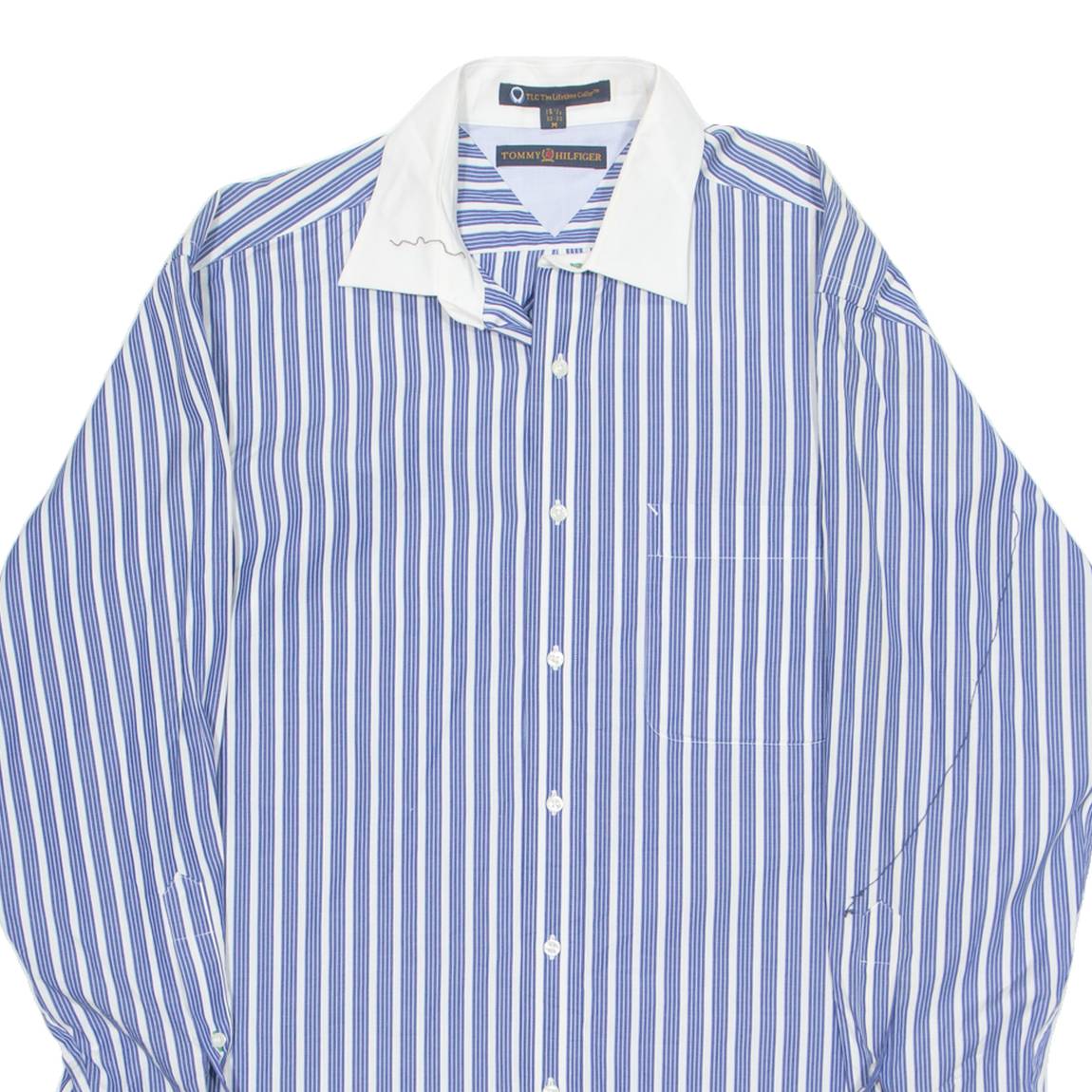TOMMY HILFIGER Mens Shirt Blue Striped Long Sleeve L