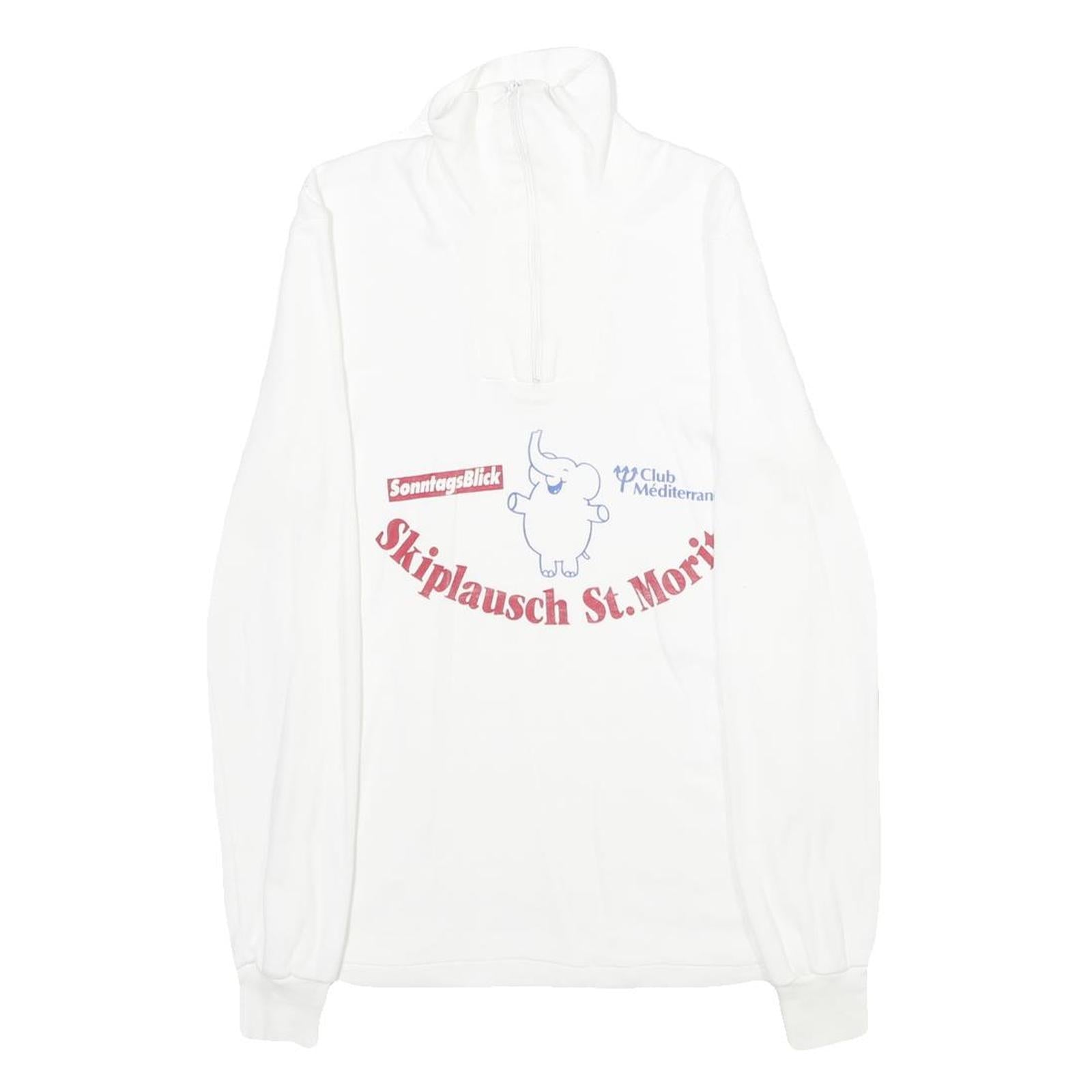LOFFLER Mens White Skiplausch St Moritz Patterned Pullover Cotton XS Jumper