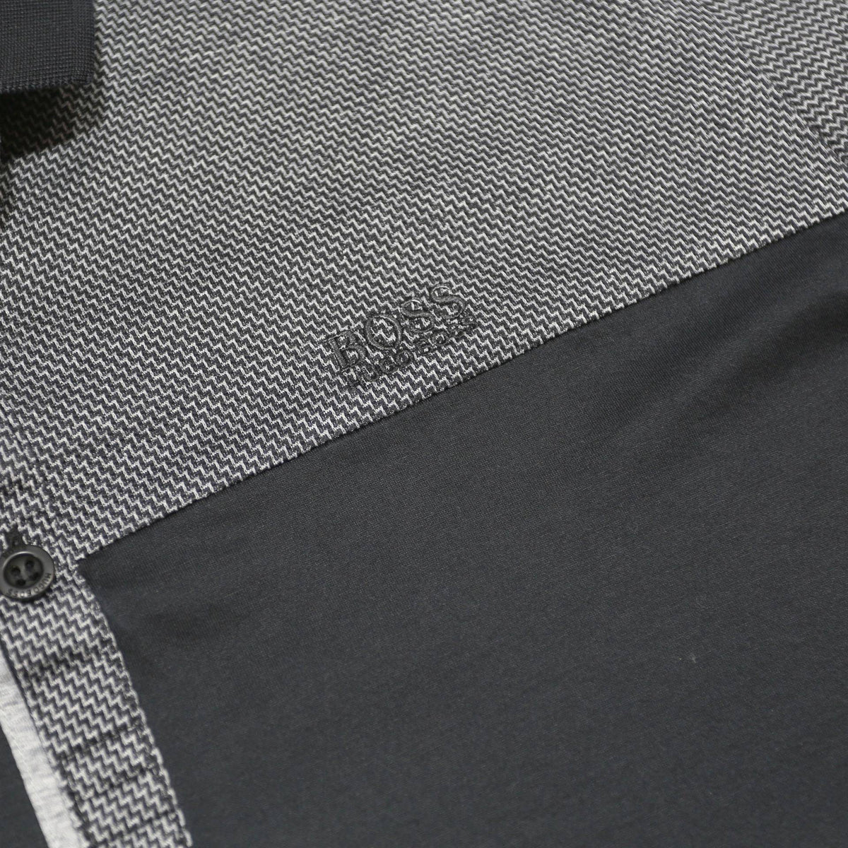 BOSS HUGO BOSS Mens Black Grey Colourblock Short Sleeve Polo Shirt L Cotton