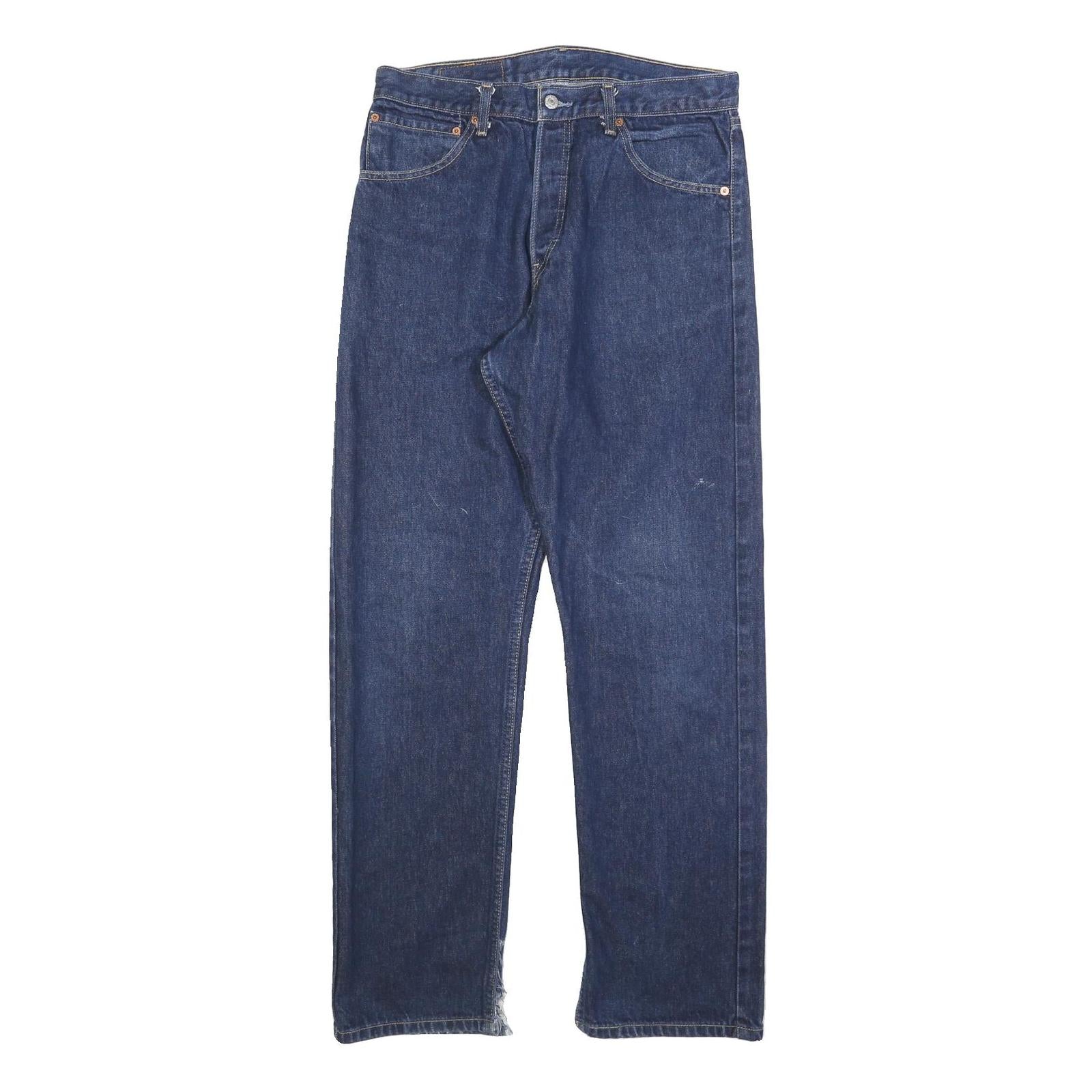 LEVI'S 522 02 Mens Jeans Blue Regular Straight Denim Medium W34 L34 Zip Closure