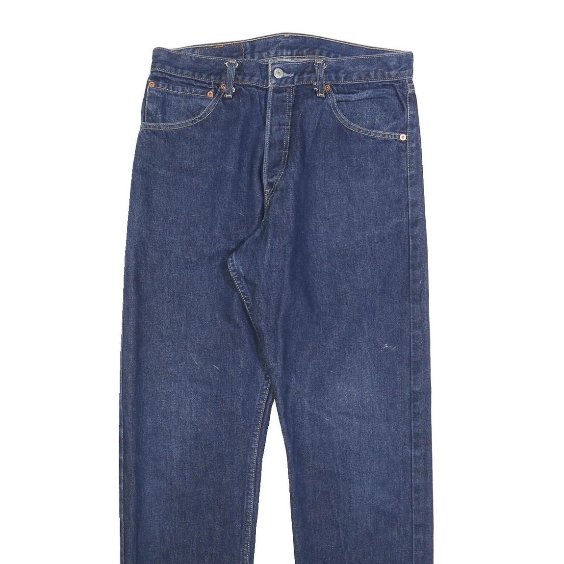 LEVI'S 522 02 Mens Jeans Blue Regular Straight Denim Medium W34 L34 Zip Closure