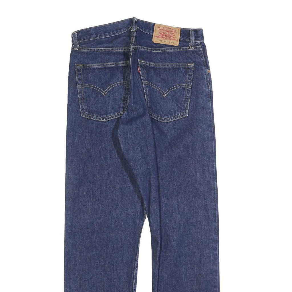 LEVI'S 522 02 Mens Jeans Blue Regular Straight Denim Medium W34 L34 Zip Closure