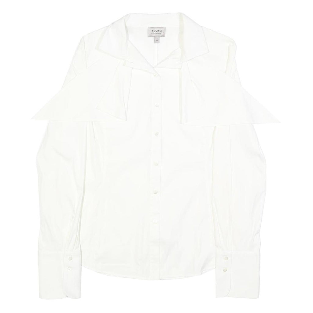 ARMANI COLLEZIONI Womens White Cotton Blend Shirt S Elegant Classic Blouse
