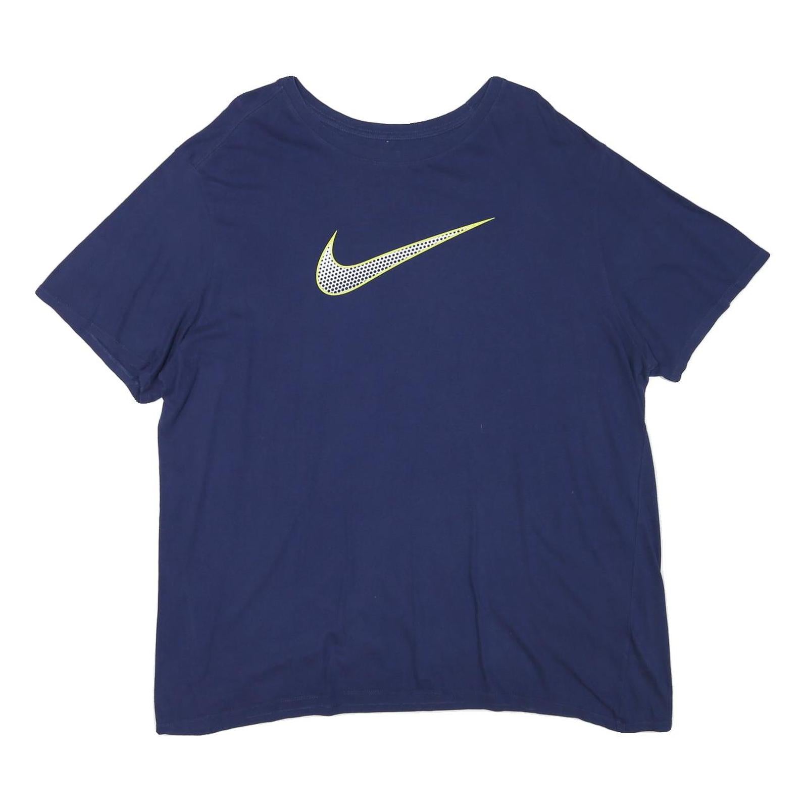 NIKE Mens Blue Graphic T-Shirt 2XL Short Sleeve Crew Neck Sports Casual