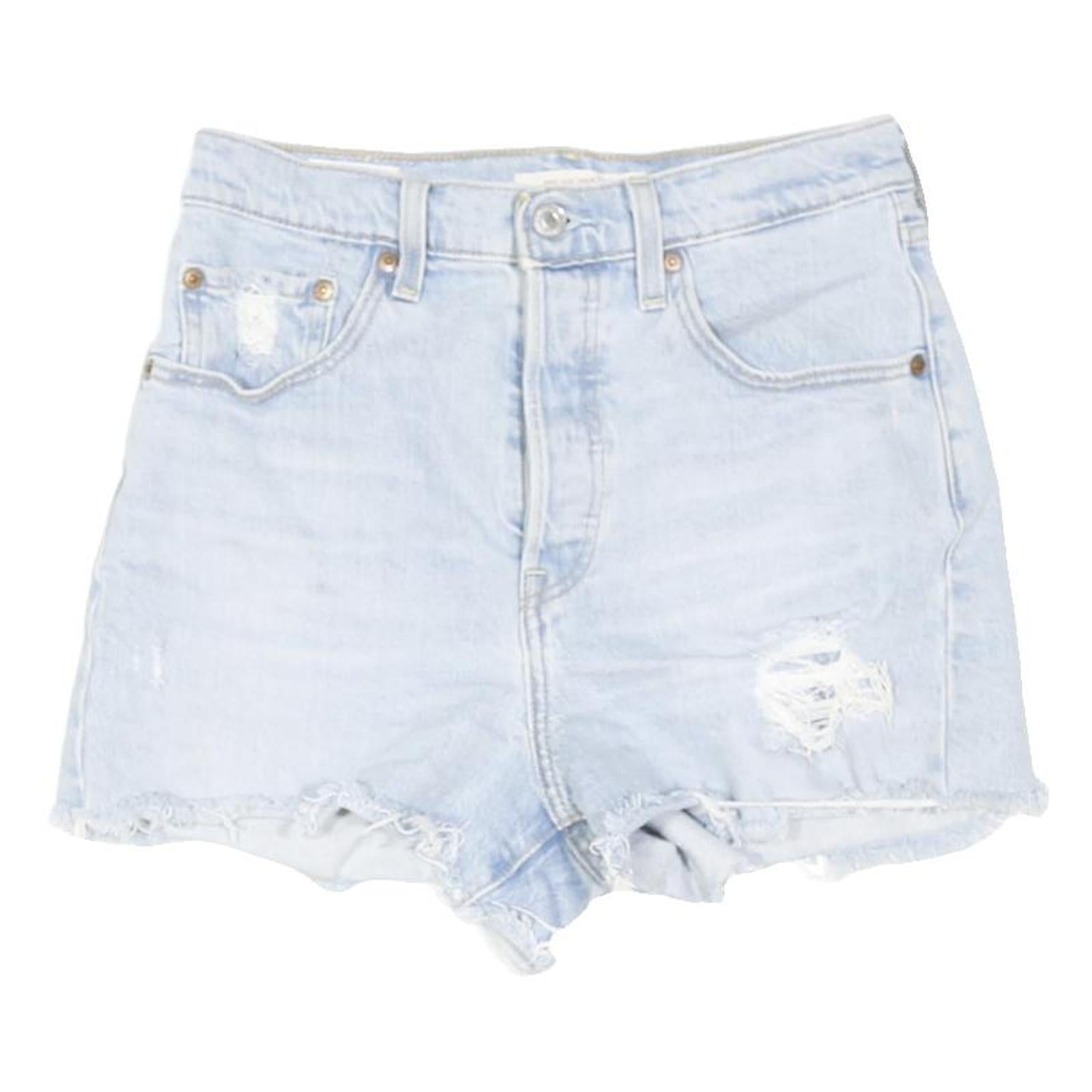 LEVI'S Womens Denim Blue Casual Cut-Off Shorts S W28 Distressed Style