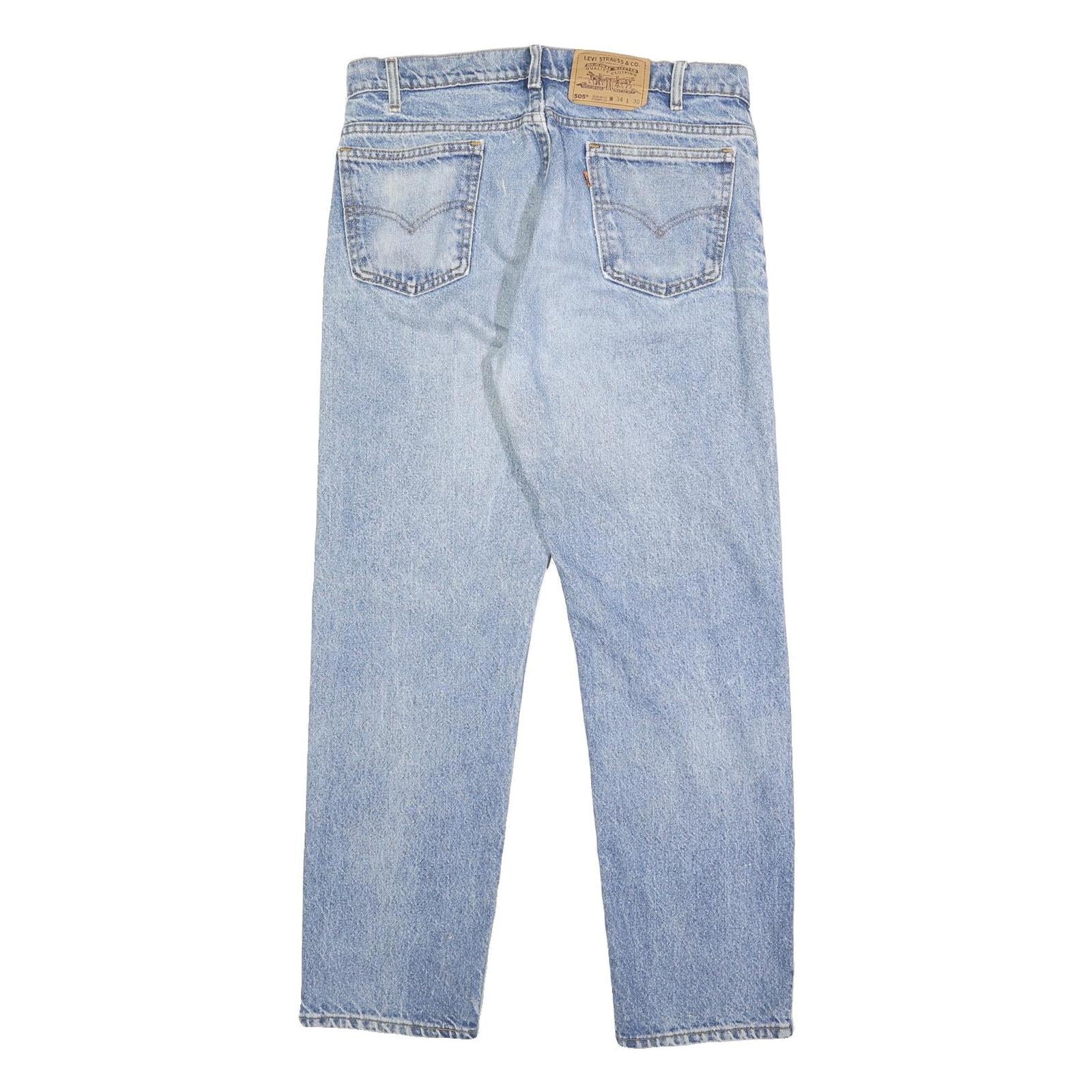 LEVI'S 505 Mens Jeans Blue Regular Straight Denim Medium W34 L30 Classic Casual