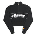 ELLESSEe Womens Black Ellesse Logo 1/4 Zip UK 6 Cropped Sweatshirt
